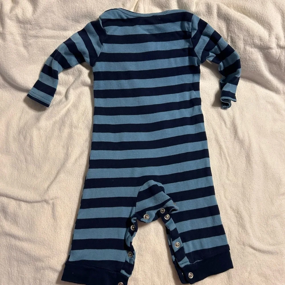 Carter's Blue‎ and Brown Baby Bear Striped One Piece
